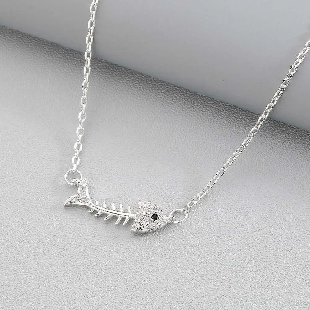 Ожерелье в виде скелета рыбы серебряного/золотого цвета простой темперамент