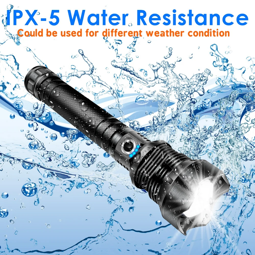 

Strong LED Flashlight High Powerful LED Rechargeable Waterproof Flashlight with Battery for Adventure Hiking Camping Hunting