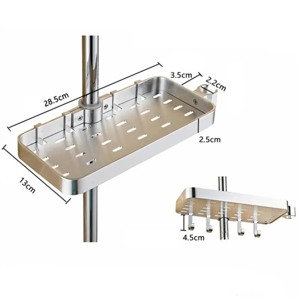 

Hot Sales Bathroom Shampoo Storage Tray Lifting Rod No Drilling Rectangle Shower Shelf