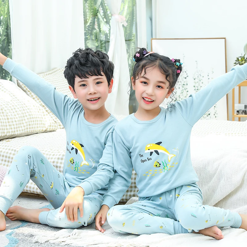 

Children Underwears Sets Kids T-shirts Long Sleeves + Pants 2PCS Clothing Sets Pajamas Long Johns For Boys Girls Autumn Winter