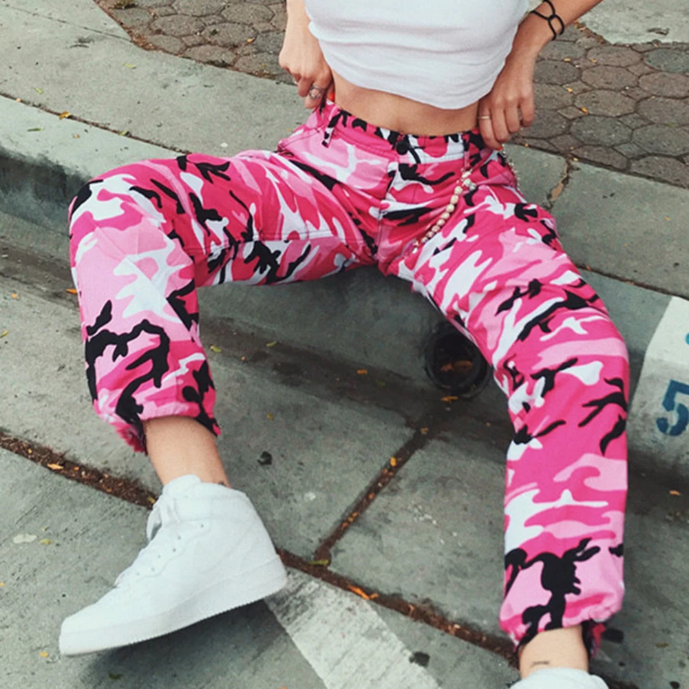 Брюки-карго Женские повседневные с камуфляжным принтом эластичные спортивные