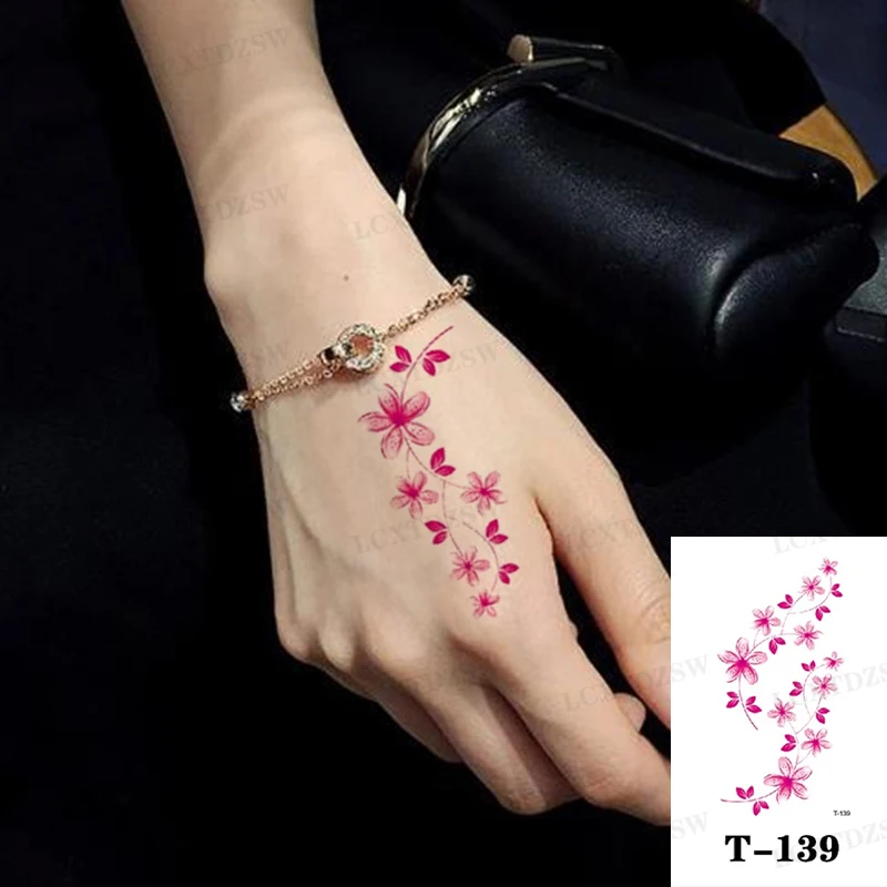 Red And Blue Rose Water Transfer Tattoo Stickers Women Body Chest Art Temporary Tattoo Girl  Arm Waist Flash Tattoo Flower
