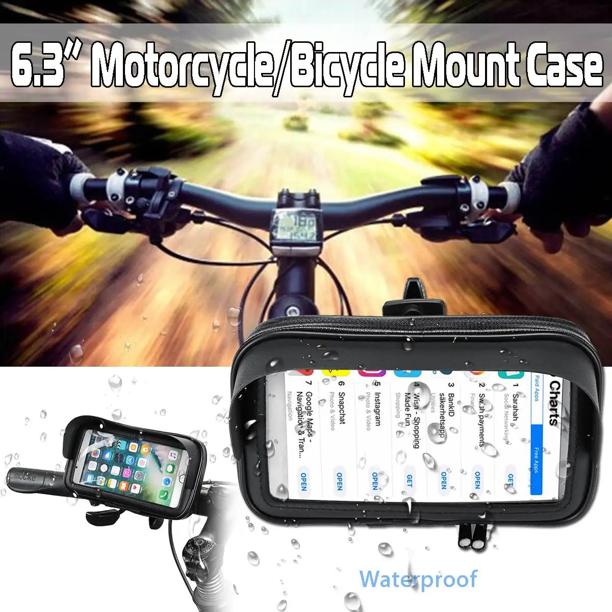 6 3 inch sun visor bike motorcycle phone holder bag waterproof bicycle handlebar stand mount pouch motorbike mobile support case free global shipping