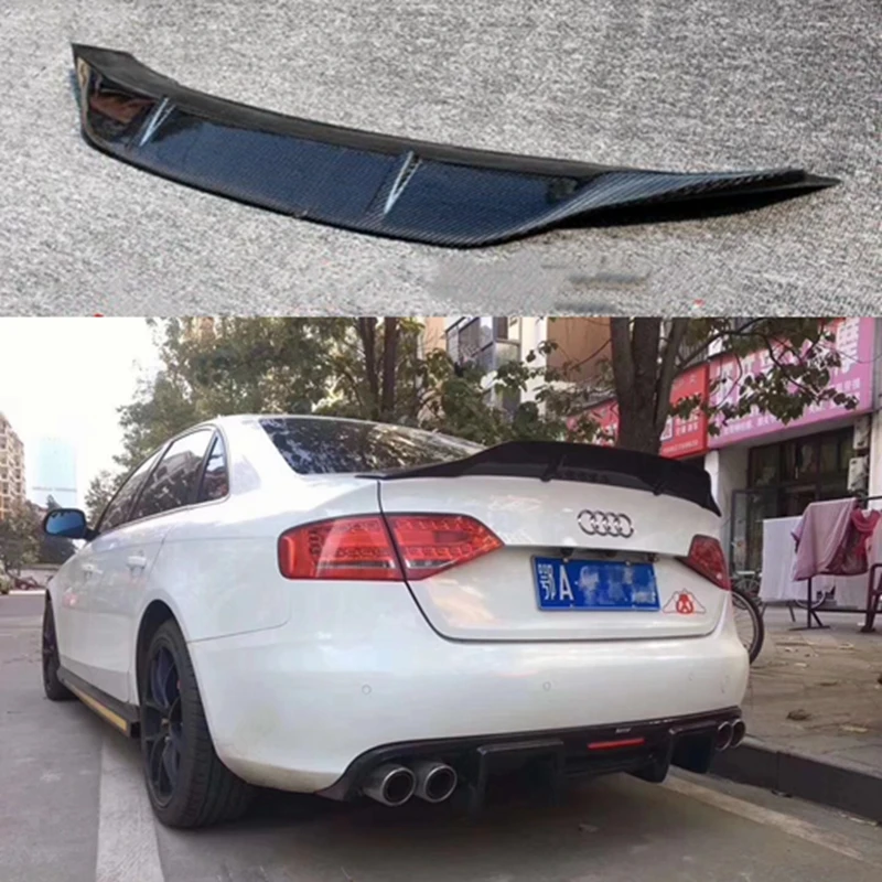Черный спойлер для заднего багажника из углеродного волокна стиль R Audi A4 B8 B8.5 B9 2009