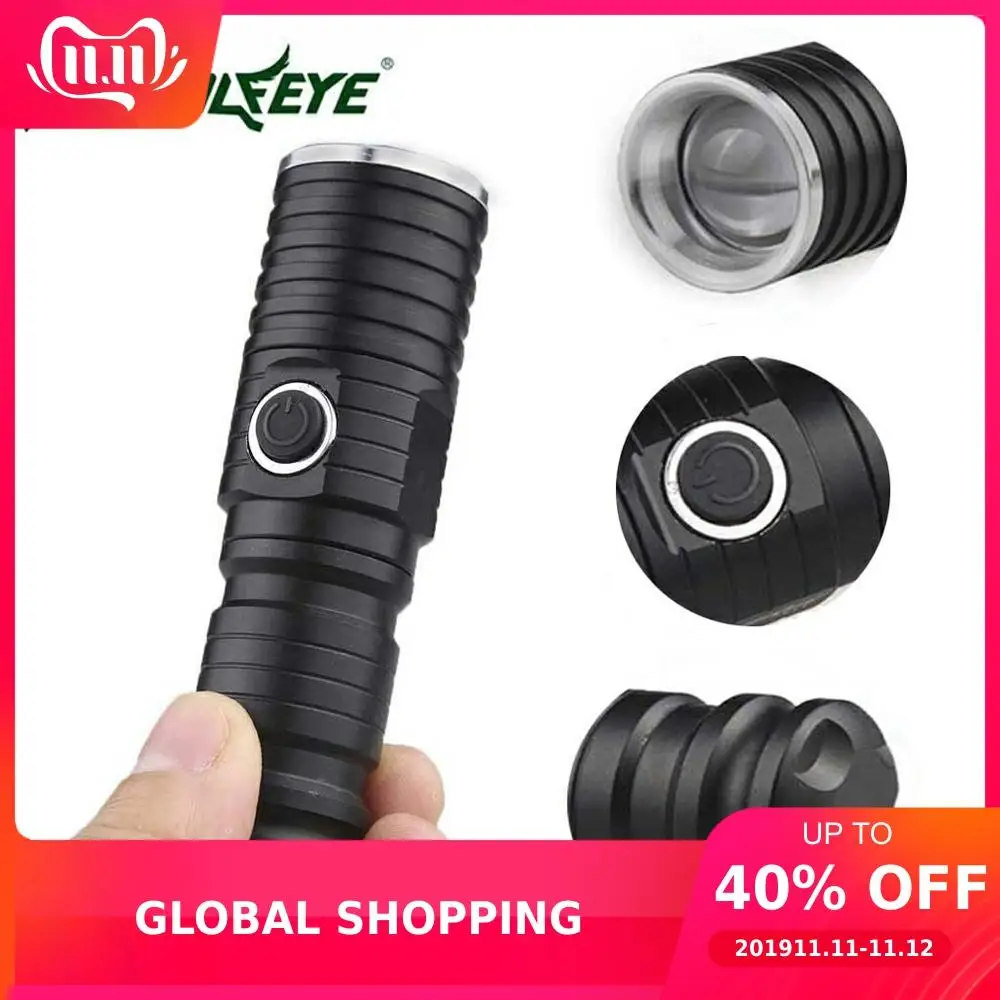 SKYWOLFEYE Focus XML T6 LED Flashlight Torch Rechargeable Zoomable 3 Modes CR123A Mini Portable Flash Light for Outdoor Camping | Освещение