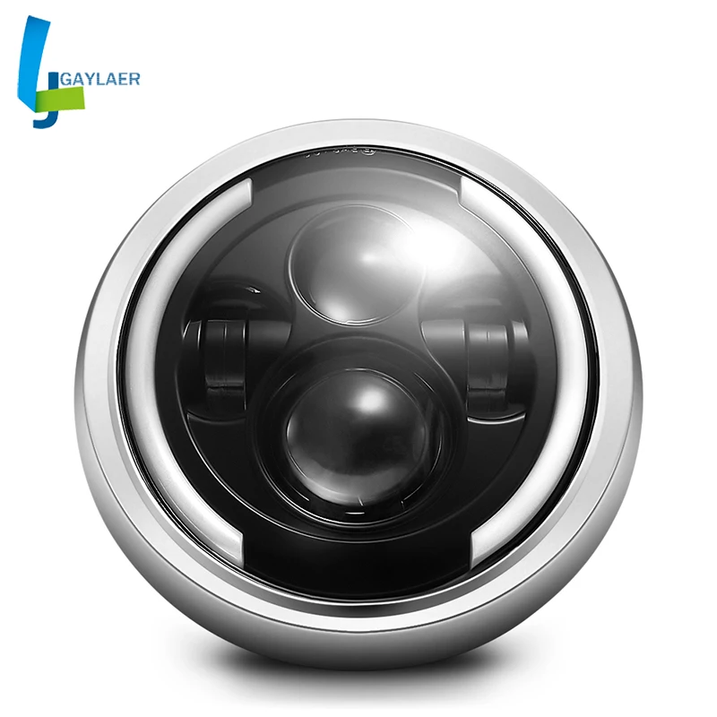 

Round 7.5" LED Motorcycle Headlight Hi&Lo HeadLamp Bulb DRL with Angel Ring for Harley Sportster Cafe Racer Bobber