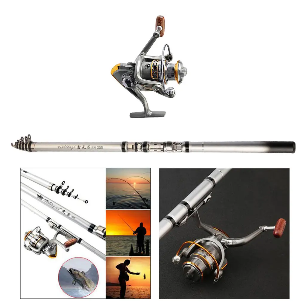 Rock Fishing Rod Portable Folding Travel Backpack Spinning Pole Reel Set | Спорт и развлечения