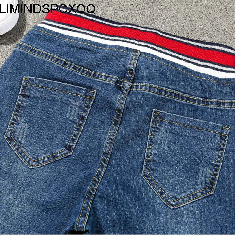 

Calca Jeans Feminina Womens Pants Commute Stretch Denim Large Loose Wide Leg Denim Elastic Patch Cuff Pencil Femme High Waist