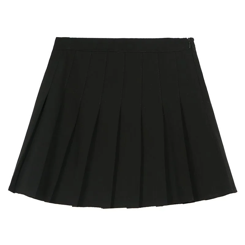 

Women High Waist Preppy Mini Skirts Solid Color Pleated Skirt Girls Slim Waist Casual Tennis Students School Uniform Sexy Skirts