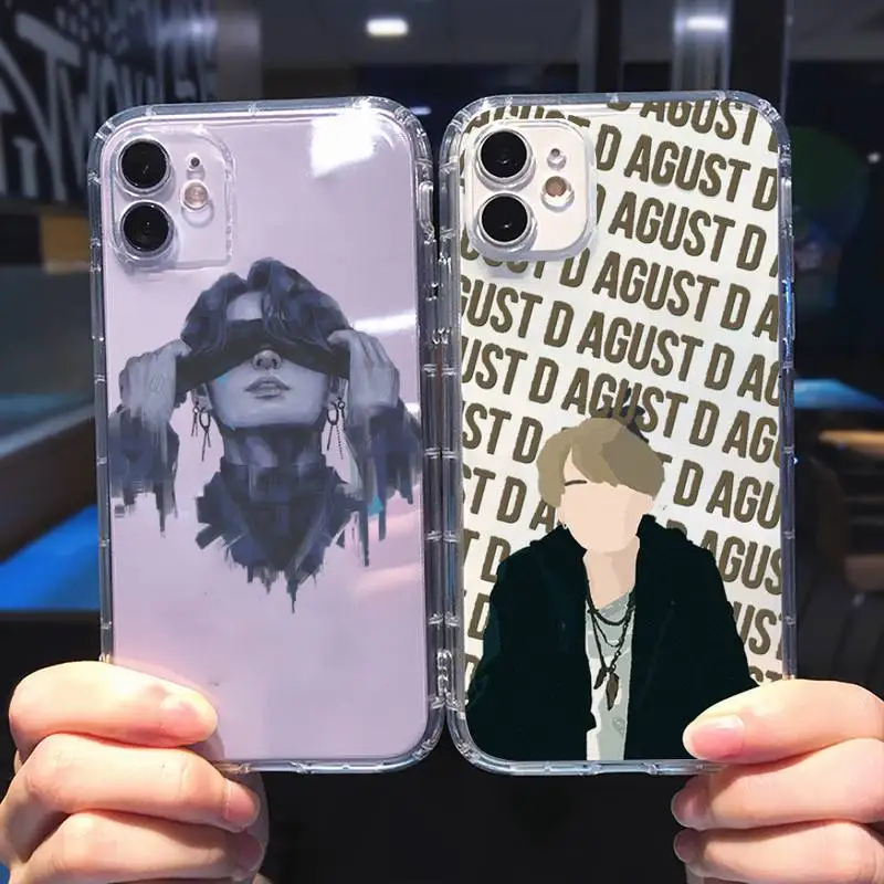 

agust d suga Phone Case For iphone 13 12 11 8 7 plus mini x xs xr pro max Transparent soft