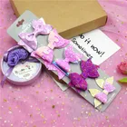 5 шт.компл. милые блестящие фиолетовые Детские блестящие кожаные галстуки-бабочки для детей Детские Креативные аксессуары для волос