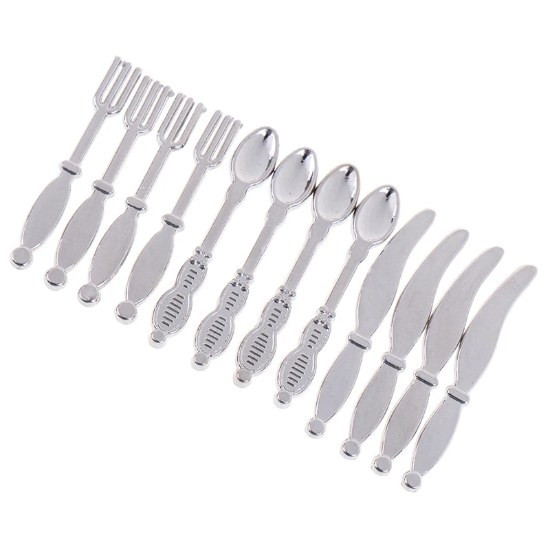 

new Mini 1/12 Dollhouse Miniature Kitchen Tableware Spoon Knife Fork Set Pretend Play Kitchen Accessories Toys