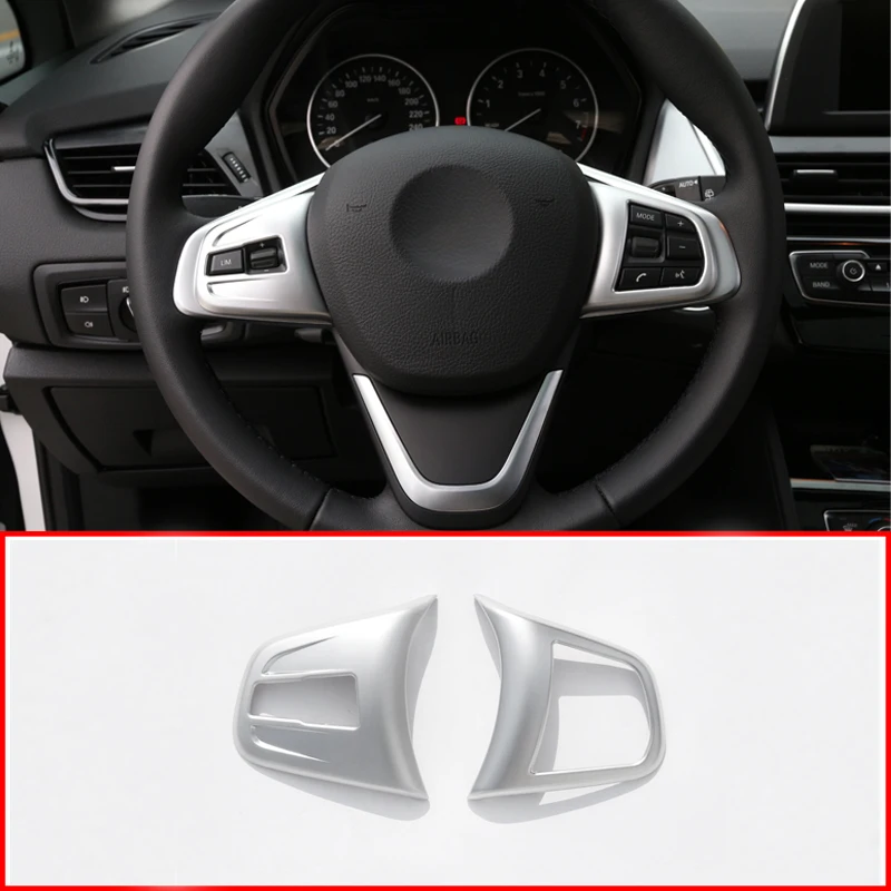 

2 Pcs For BMW 2 Series F45 F46 218i 2015 2016 2017 Car ABS Chrome Steering Wheel Button Cover Trim Accessories For BMW X1 F48