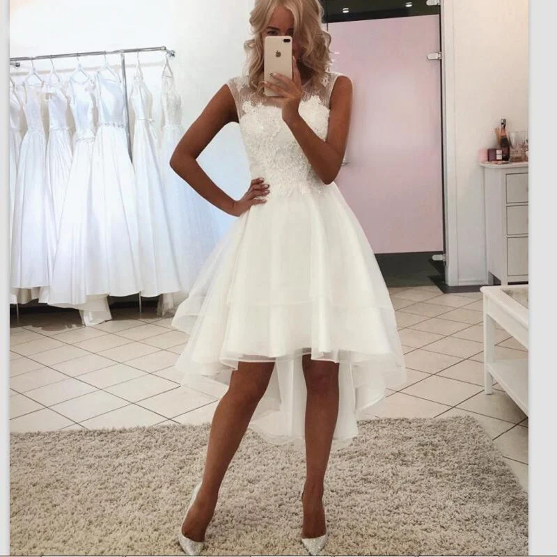 

Sexy Temperament Wedding Dress Short Before And Long Lace New Wedding Dress