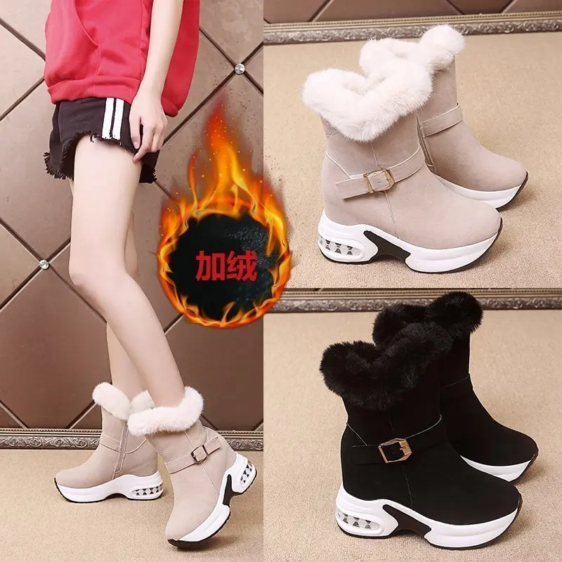 

Winter Women Boot Warm Fur Sneakers Platform Snow Boots Women High-top Boots Female Causal Shoes Buckle Boots