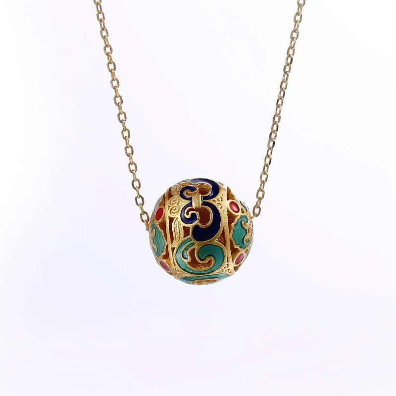 

UBESTNICE Enthic 925 Sterling Silver Pendants Cloisonne Lucky Cloud Flower Ball Vintage Choker Necklace For Women Fine Jewelry