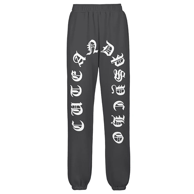 

Rockmore Gothic Letter Print Sweatpants Women Harajuku Baggy Sports Pants Joggers High Waist Wide Leg Trousers Black Cargo Pants