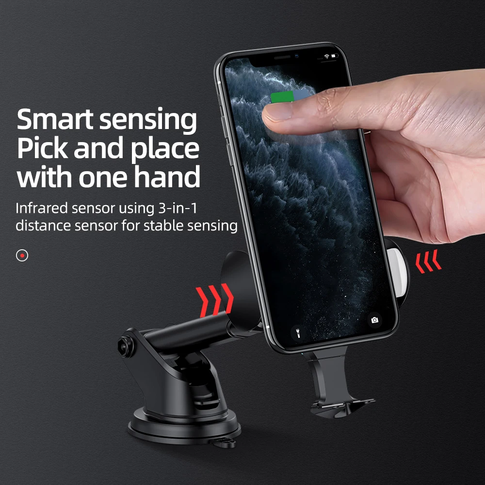 hoco qi wireless car charger stand automatic infrared clip air vent mount car phone holder 10w fast charger for iphone xs max xr free global shipping