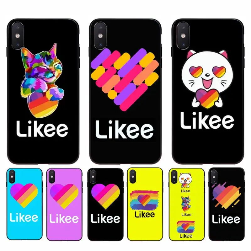 

FHNBLJ Likee Funny cat bear love heart Silicone Black Phone Case for iphone 11 Pro Max X XS MAX 6 6s 7 8 plus 5 5S 5SE XR SE2020