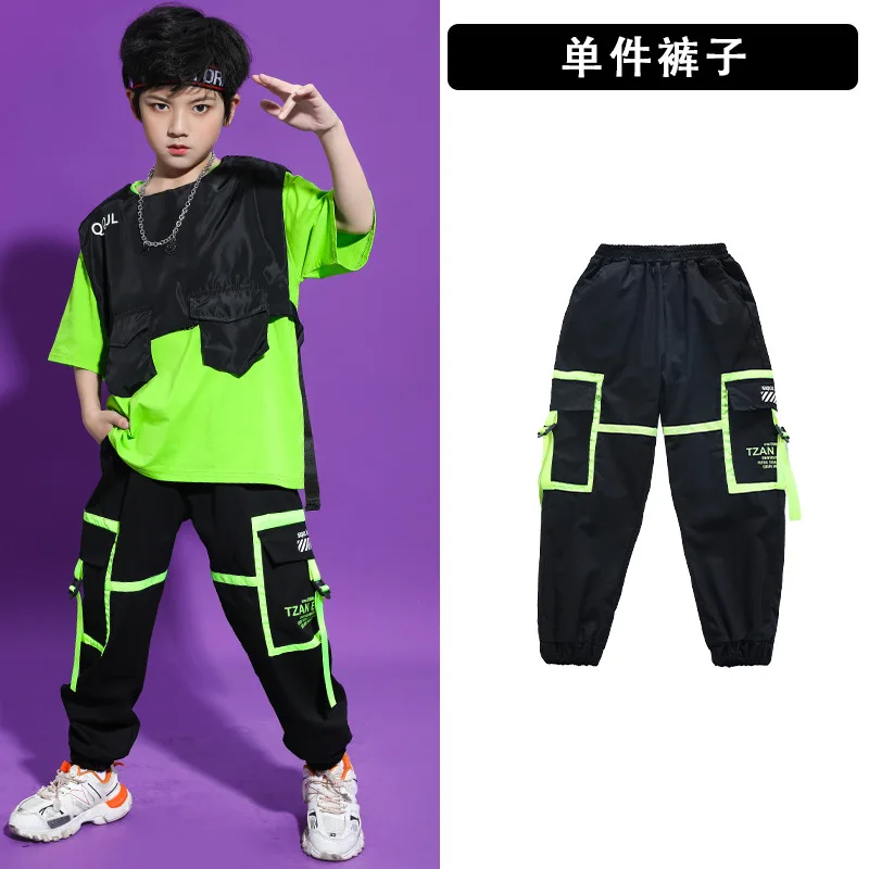 

Kids Hip Hop Dancing Outfits Tshirt Tops Streetwear Tactical Cargo Pants Sleeveless Vest for Girls Boys Dance Costume Clothes