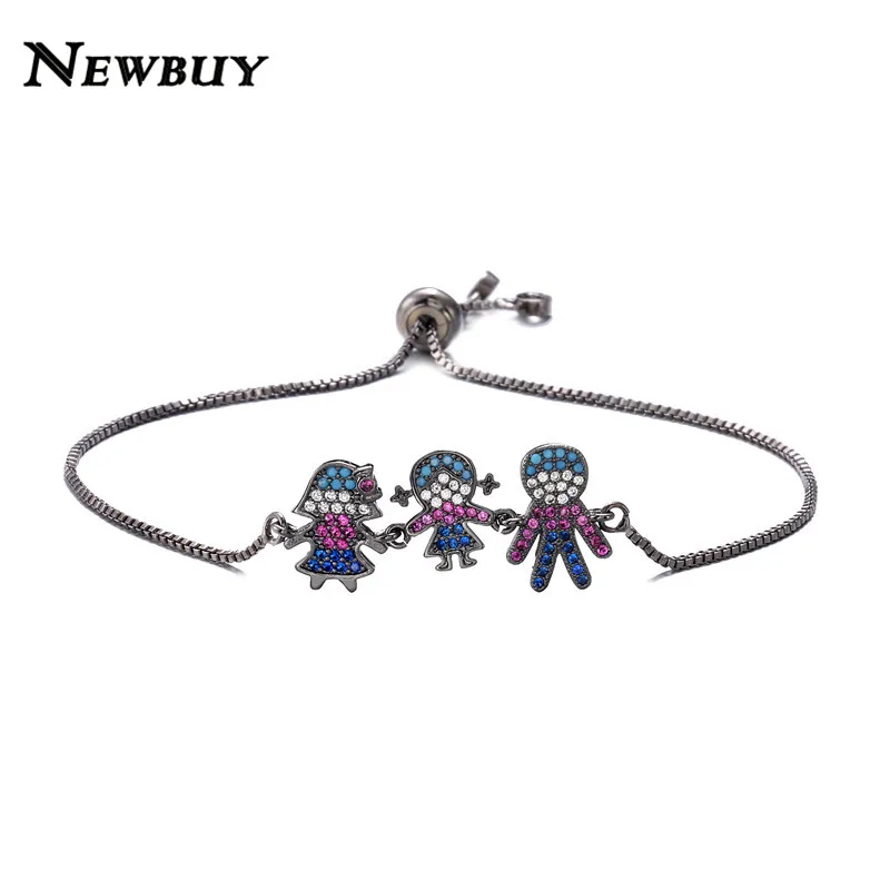 NEWBUY модный серебряный/золотой цвет милый мальчик и девочка Шарм Браслеты Микро Проложить прозрачный кубический цирконий Женский партии ювелирные изделия Прямая поставка - Окраска металла: NBSL498