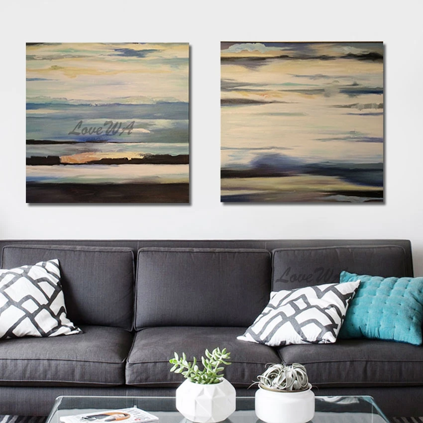 

2 Panel Canvas Wall Art Clouds And Sky Modern Abstract Oil Painting Quality Artwork Showpiece For Home Decoration Unframed