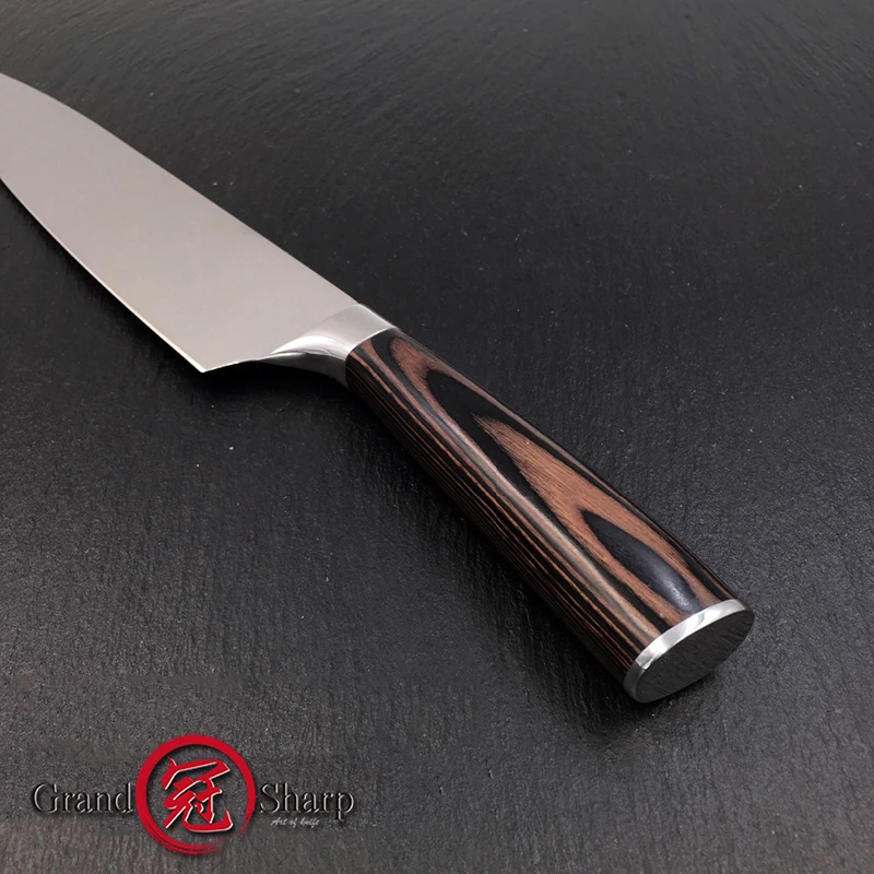 GRANDSHARP профессиональный 8 дюймов нож шеф-повара AUS-8 японский, из нержавеющей стали кухонный нож повара кухонные инструменты Pakka деревянная ручка