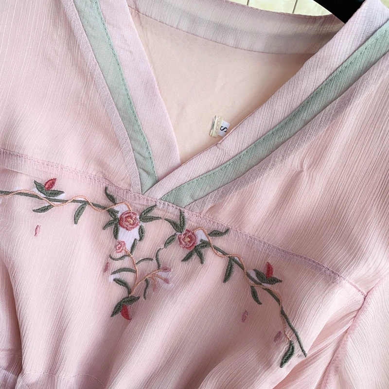 Женское шифоновое платье с высокой талией в стиле ретро новинка 2019 летняя мода