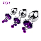 Анальная пробка из нержавеющей стали с колокольчиком, интимные игрушки, круглый кристалл, подвеска, массажер простаты, секс-игрушки для женщин и мужчин