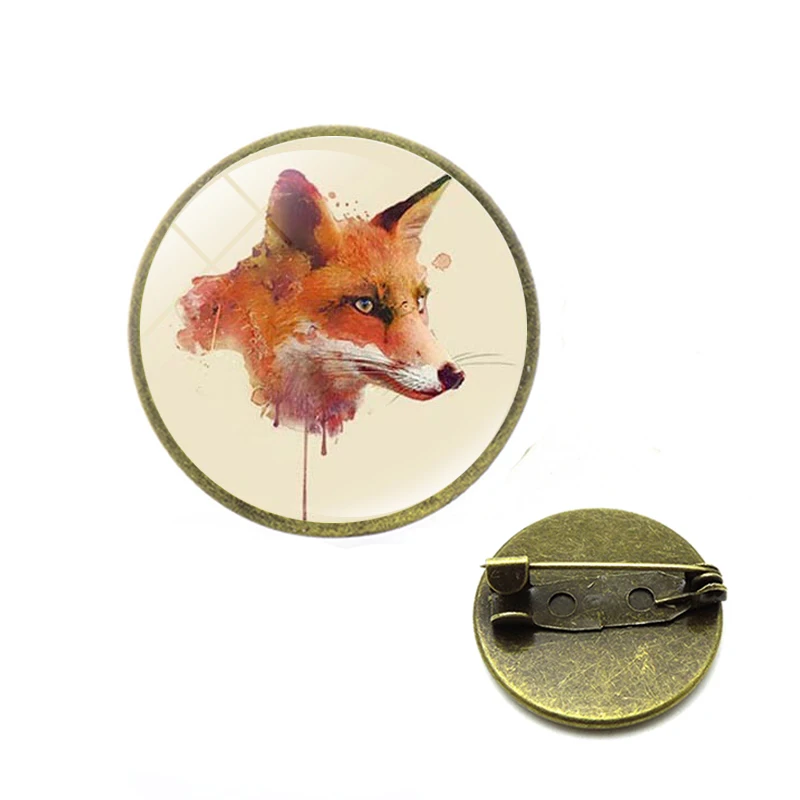 Классический стиль Винтажная брошь Лисичка булавки Ювелирное стекло лесное