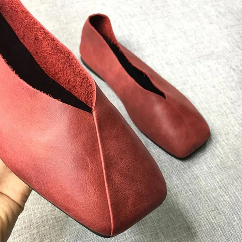 Новинка обувь ручной работы для женщин из натуральной кожи с закрытым носком