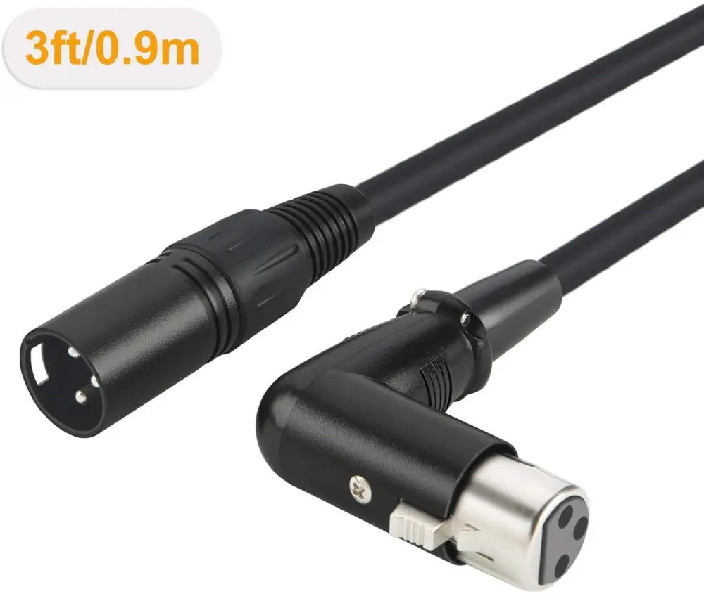 Кабель XLR с прямым углом сбалансированный 3-контактный микрофонный кабель