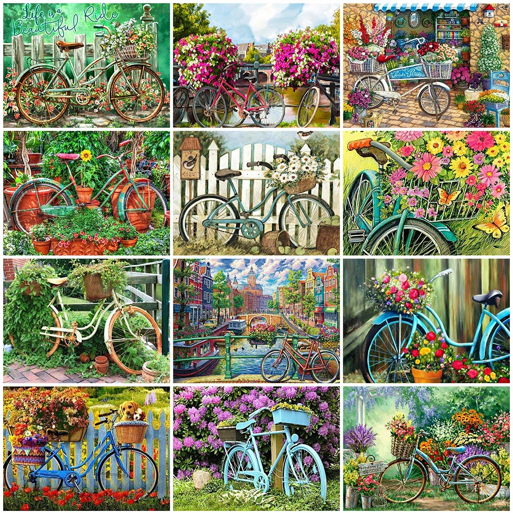 

MomoArt Алмазная вышивка велосипед картина стразы 5D DIY Алмазная мозаика пейзажи вышивка крестом наборы декор для дома
