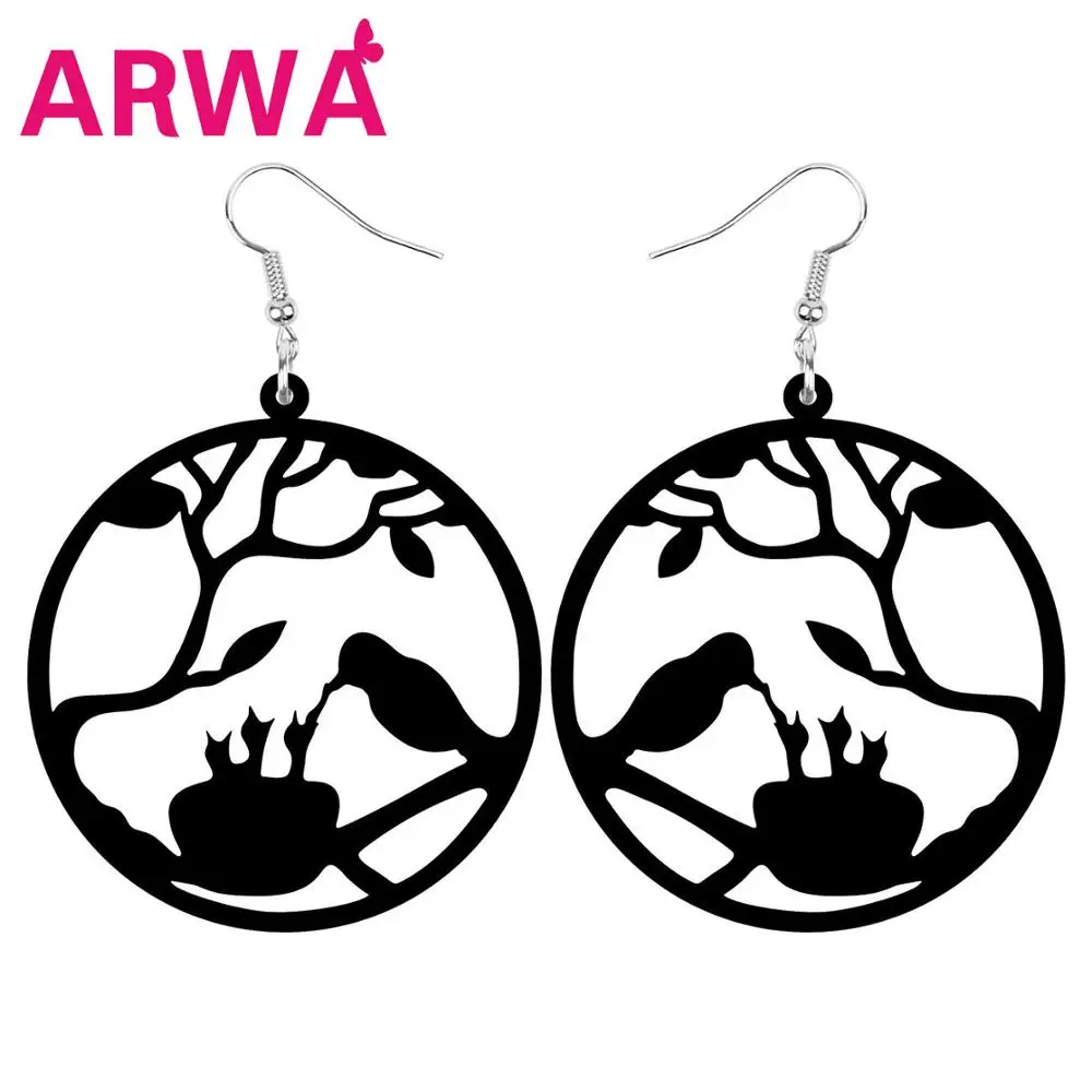 Акриловые круглые кольца ARWA полые деревья корова птица украшения ювелирные