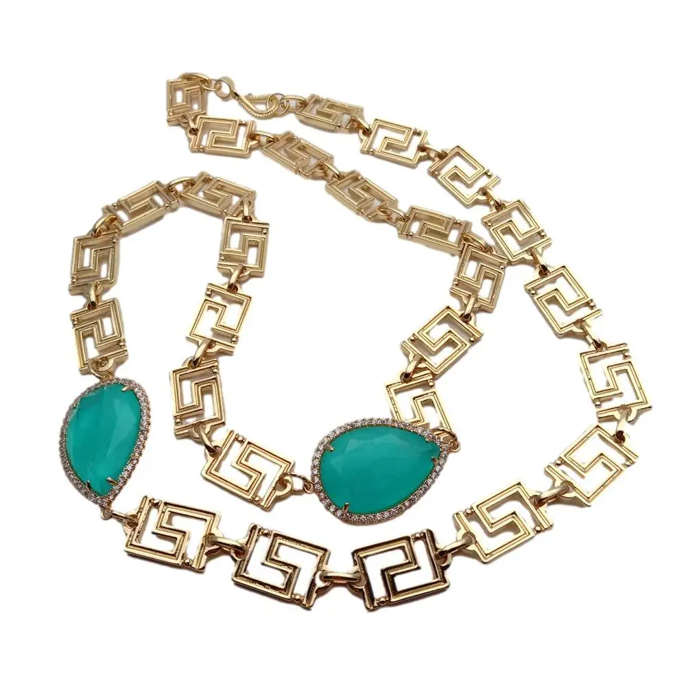 Y.YING зеленые кварцевые каплевидные кубические циркониевые панели набор с