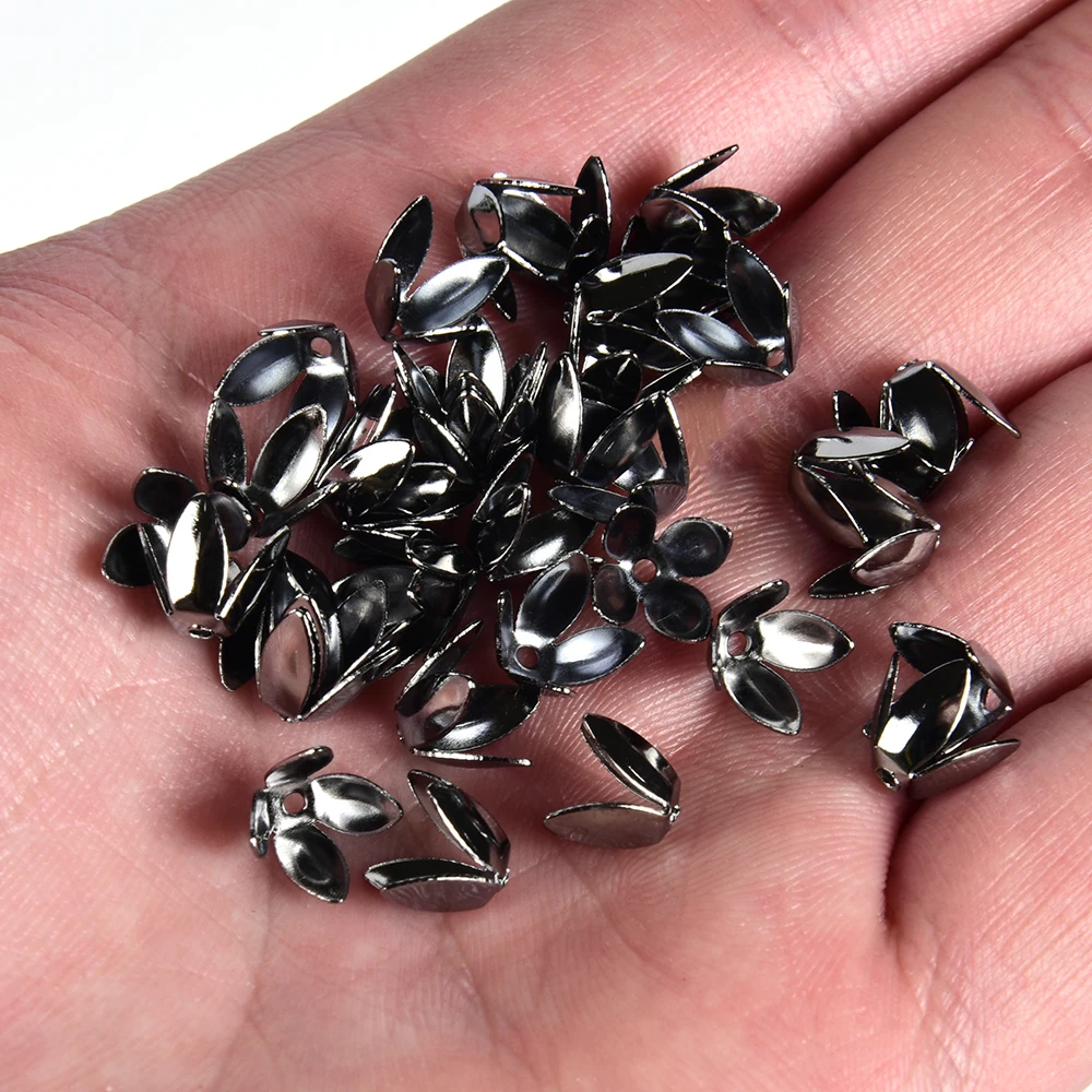 

100Pcs/Lot 4 Leaves Flower Bead Caps Earrings Bracelet Findings Supplies 6mm Loose Spacer Apart End Bead Caps For Jewelry Making
