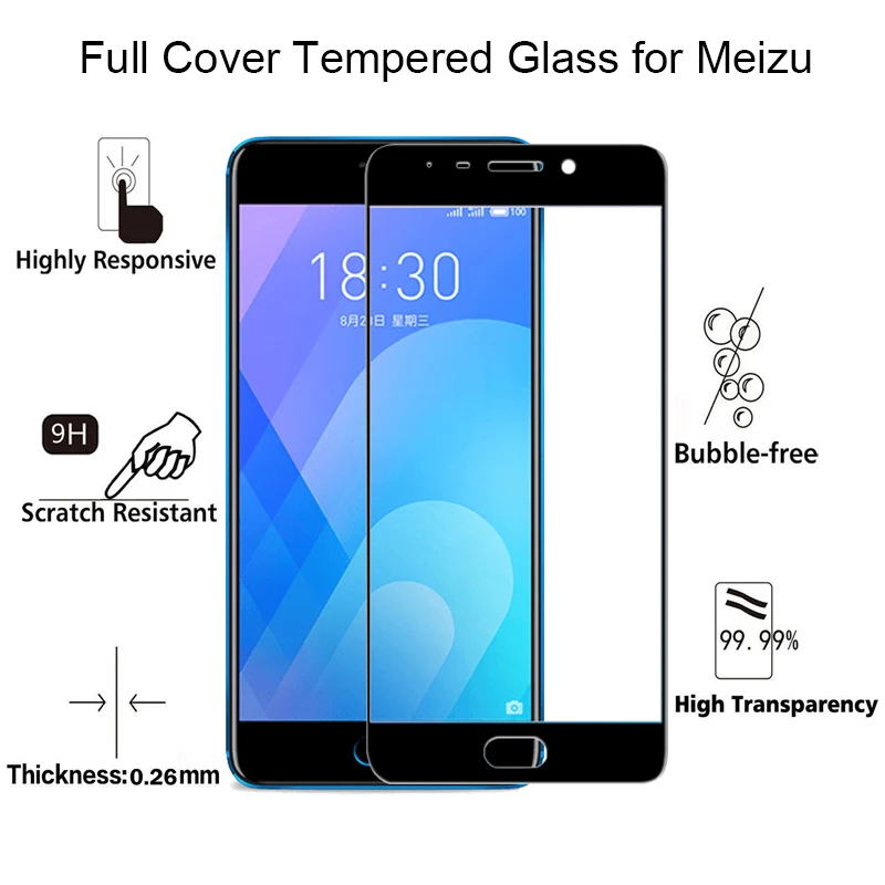 Красочное полное покрытие из закаленного стекла для Meizu M6 Note M6S M6T стекло экрана M5