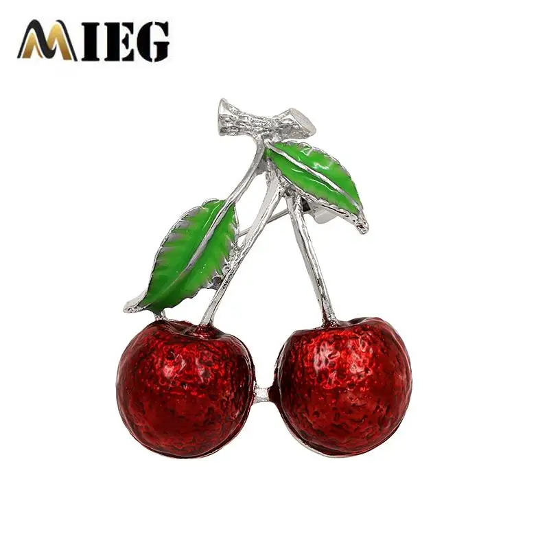 MIEG брендовая металлическая красная эмалированная брошь в виде вишни аксессуары