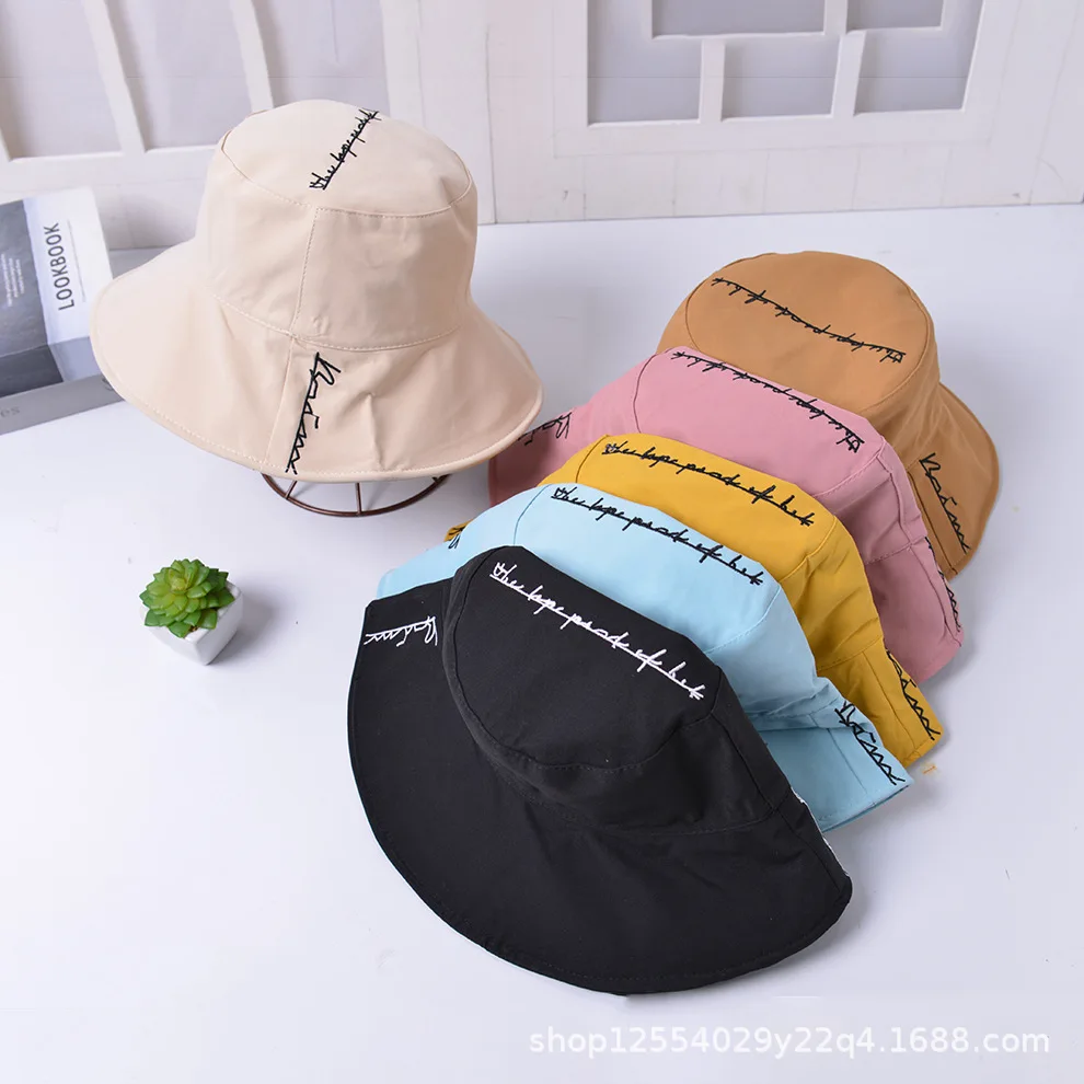 

Hat 2021 spring and summer new stitch fisherman hat female Korean fashion sun protection sunscreen foldable fisherman hat