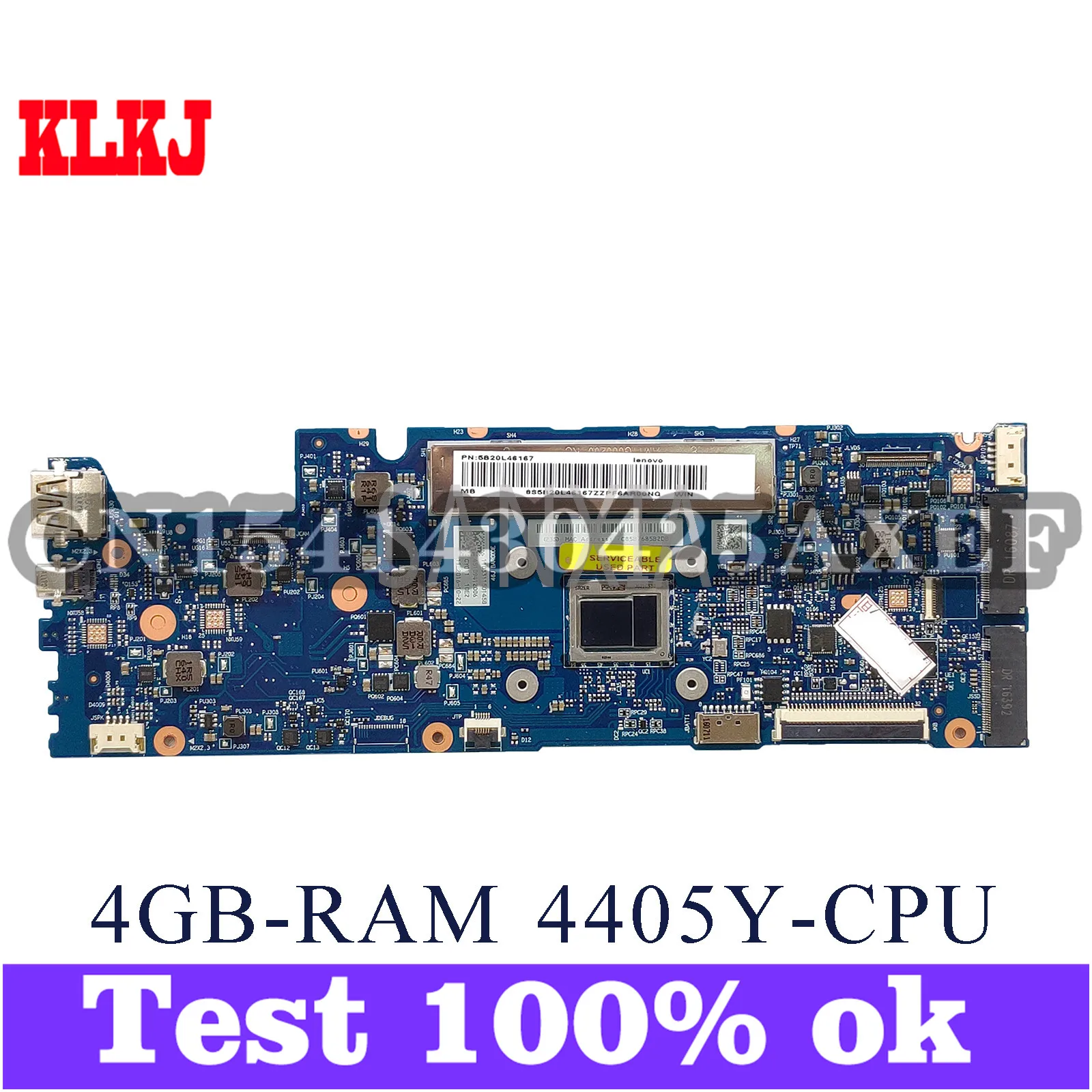 

KLKJ NM-A771 Laptop Motherboard For Lenovo YOGA 710-11ISK Original Mainboard 4GB-RAM 4405Y-CPU