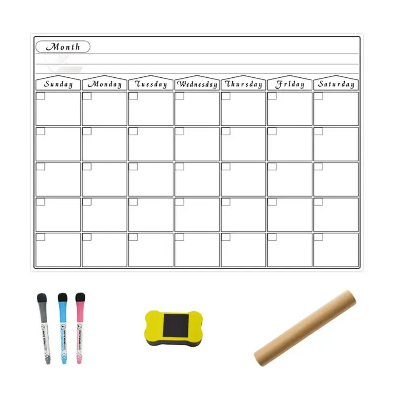 

A3 Magnetic Monthly Planner Whiteboard Calendar Fridge Magnet Erasable Message