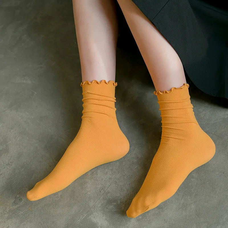 Носки женские повседневные однотонные модные теплые хлопковые милые