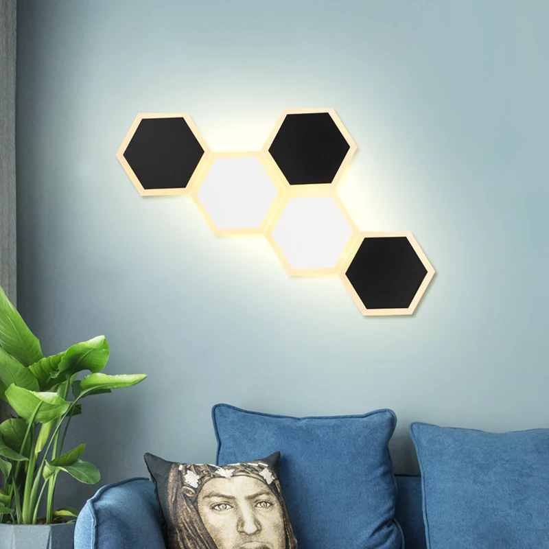 Шестигранный лоскутный настенный светильник для столовой бара спальни ванной