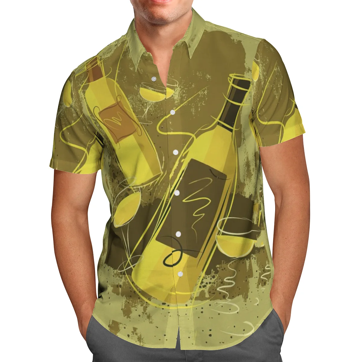 

Glass Bottle 3D Print Beach Hawaiian 2021 Summer Shirt Short Sleeve Shirt Streetwear Oversized 5XL Camisa Social Chemise Homme