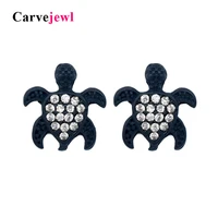 carvejewl turtle stud earrings glass rhinestone cute small tortoise stud for women jewelry girl gift new fashion korean earring