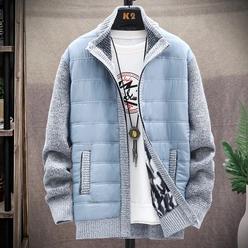 2021 Autumn Korean O-Neck Men s Sweaters with Thick and Velvet Men s Cardigan Knitted Sweatercoats Solid Jacket Male M-3XL