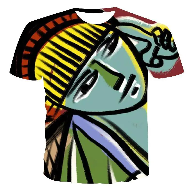 

New T -Shirt Male High Quality Men'S T-Shirt Ladies Short-Sleeved Fox Abstract Oil Painting 3d Printing Men'S T-Shirt Fashion