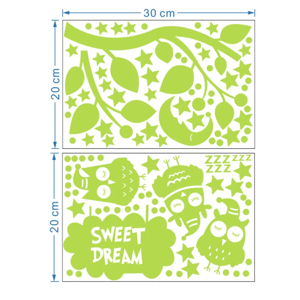 

Luminous Wall Sticker Branch Owl Luminous Star Dot Fluorescent Sticker Home Decoration Self Adhesive Cartoon Sticker