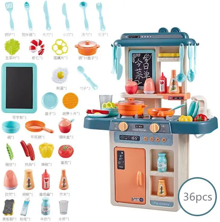 No original box Моделирование cocina infantil звук и свет спрей для воды набор игрушечной посуды стол для приготовления пищи игровой дом кухонная плита пластиковая пищевая игрушка - Цвет: No original box