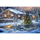 Пейзаж Meian, снежный дом, полностью сверлильный Круглый 3D набор для алмазной живописи своими руками, детская Рождественская фотовышивка Стразы